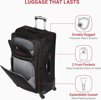 Sion Softside Expandable Luggage, Black, Checked-Large 29-Inch