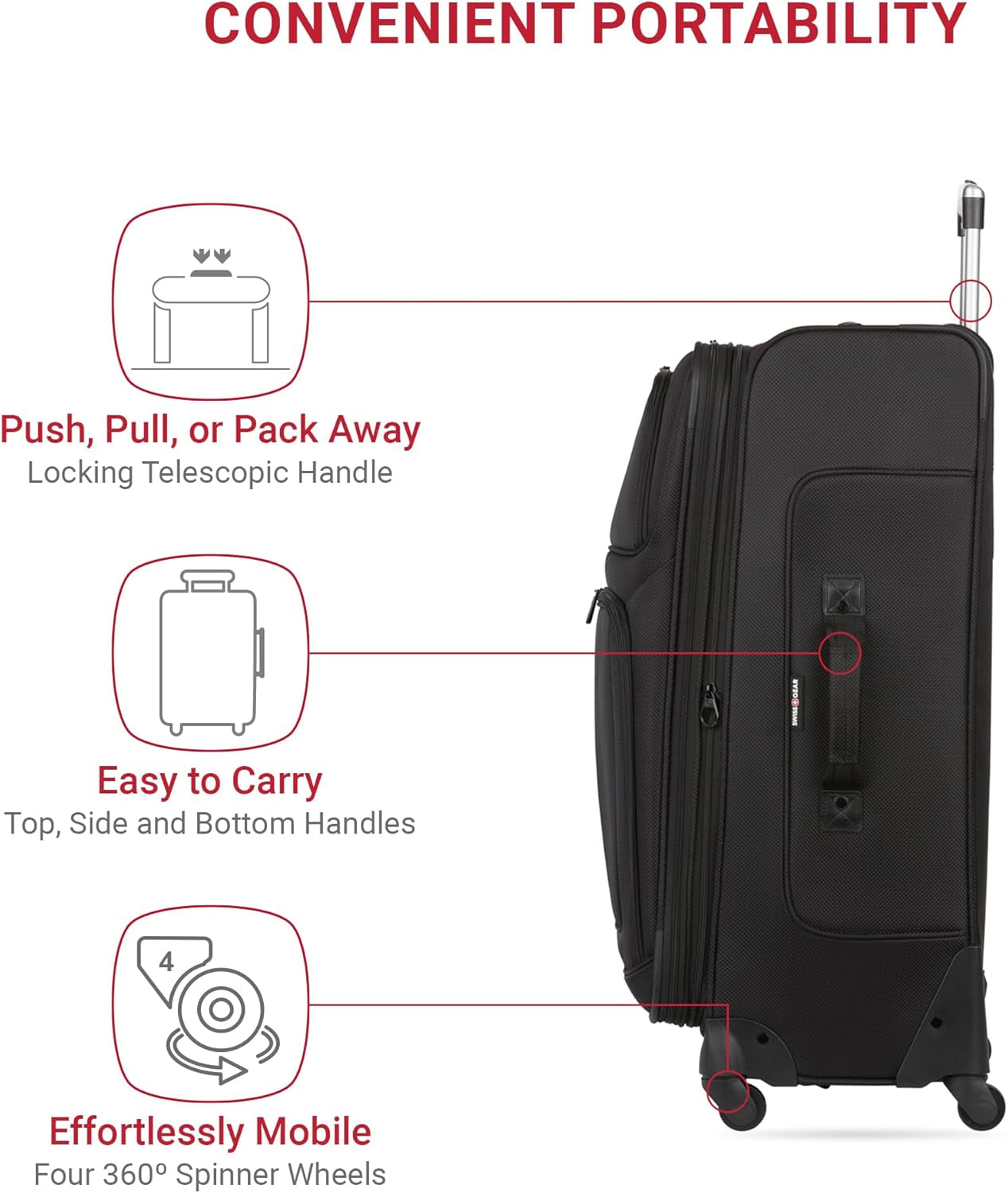 Sion Softside Expandable Luggage, Black, Checked-Large 29-Inch
